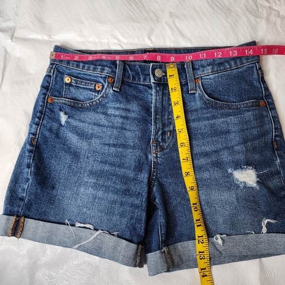 GAP Denim Shorts Mid-Rise Cuffed Distressed Blue Jean Shorts Women's Size 27 - Picture 5 of 6